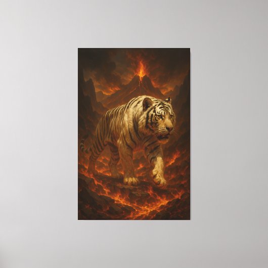 Volcanic White Tiger Premium Wall Art – Fine Art C Canvas Afdruk (Voorkant)