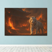 Volcanic White Tiger Premium Wall Art – Fine Art C Canvas Afdruk (Insitu (Houten vloer))