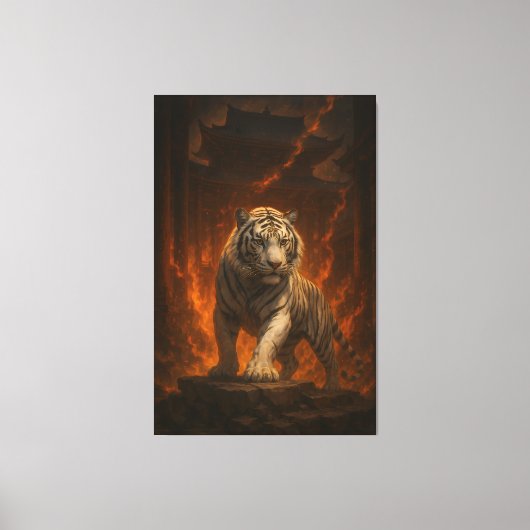 Volcanic White Tiger Premium Wall Art – Fine Art C Canvas Afdruk (Voorkant)
