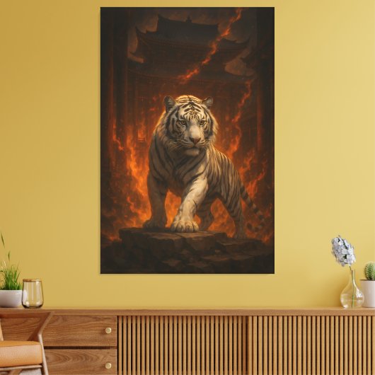 Volcanic White Tiger Premium Wall Art – Fine Art C Canvas Afdruk (Insitu (Woonkamer))