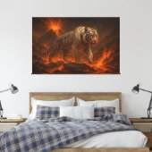 Volcanic White Tiger Premium Wall Art – Fine Art C Canvas Afdruk (Insitu (Slaapkamer))