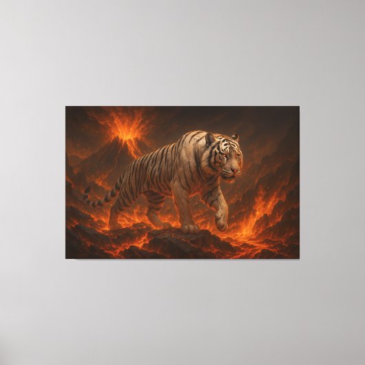 Volcanic White Tiger Premium Wall Art – Fine Art C Canvas Afdruk (Voorkant)