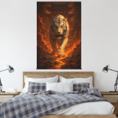 Volcanic White Tiger Premium Wall Art – Fine Art C Canvas Afdruk (Insitu (Slaapkamer))