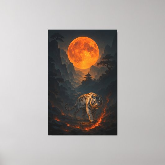 Volcanic White Tiger Premium Wall Art – Fine Art C Canvas Afdruk (Voorkant)