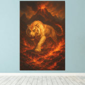 Volcanic White Tiger Premium Wall Art – Fine Art C Canvas Afdruk (Insitu (Houten vloer))
