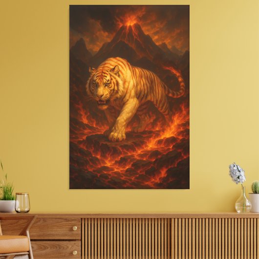 Volcanic White Tiger Premium Wall Art – Fine Art C Canvas Afdruk (Insitu (Woonkamer))