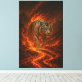 Volcanic White Tiger Premium Wall Art – Fine Art C Canvas Afdruk (Insitu (Houten vloer))
