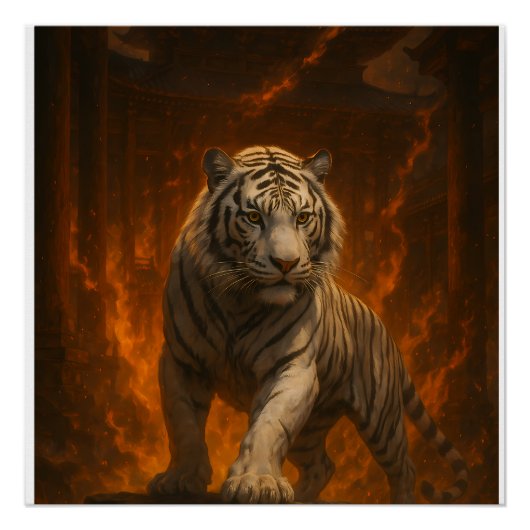 Volcanic White Tiger Premium Wall Art – Fine Art C Perfect Poster (Voorkant)