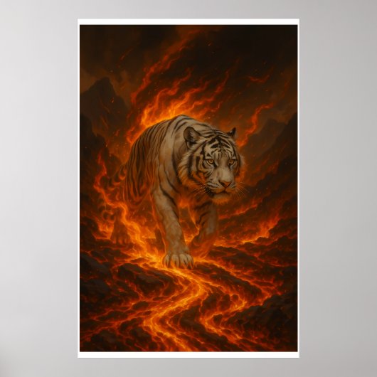 Volcanic White Tiger Premium Wall Art – Fine Art C Poster (Voorkant)