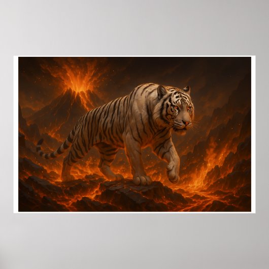 Volcanic White Tiger Premium Wall Art – Fine Art C Poster (Voorkant)