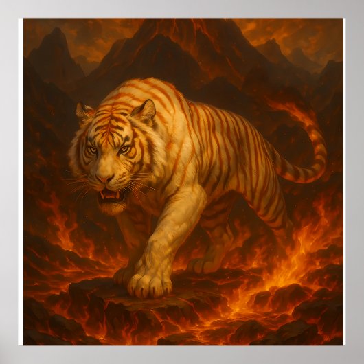 Volcanic White Tiger Premium Wall Art – Fine Art C Poster (Voorkant)