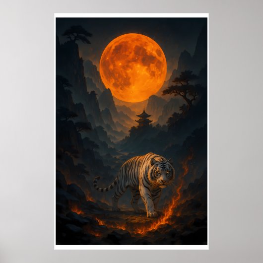 Volcanic White Tiger Premium Wall Art – Fine Art C Poster (Voorkant)