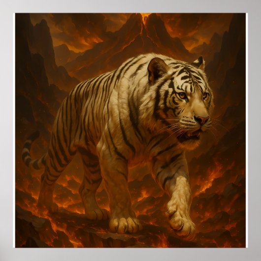 Volcanic White Tiger Premium Wall Art – Fine Art C Poster (Voorkant)