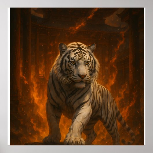 Volcanic White Tiger Premium Wall Art – Fine Art C Poster (Voorkant)