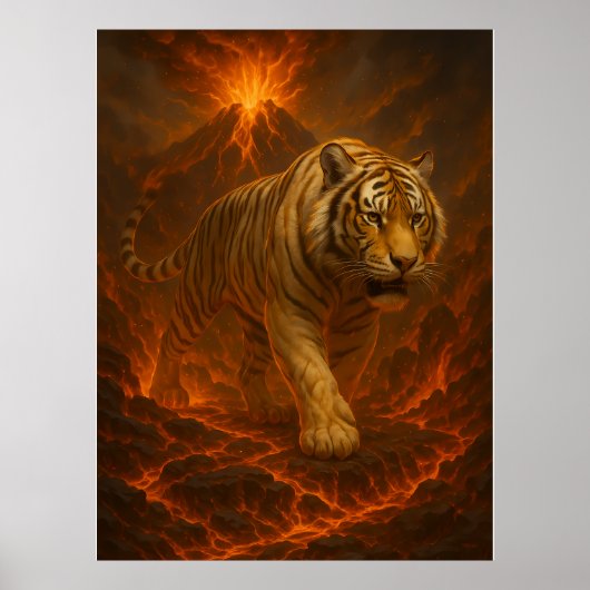Volcanic White Tiger Premium Wall Art – Fine Art C Poster (Voorkant)