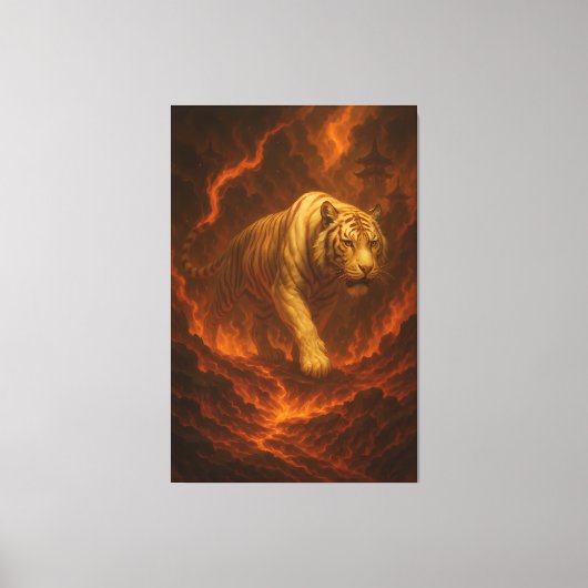 Volcanic White Tiger Premium Wall Art – Fine Art Canvas Afdruk (Voorkant)