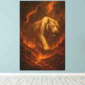 Volcanic White Tiger Premium Wall Art – Fine Art Canvas Afdruk (Insitu (Houten vloer))