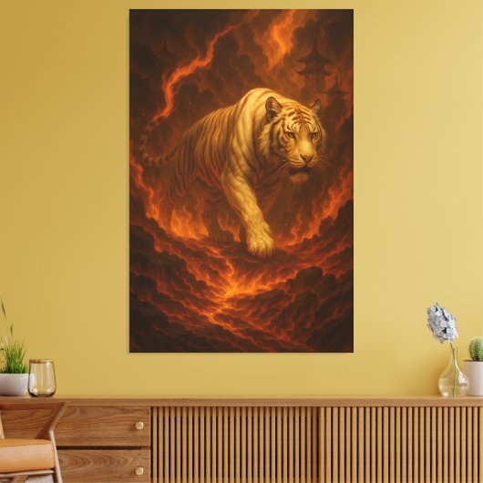 Volcanic White Tiger Premium Wall Art – Fine Art Canvas Afdruk (Insitu (Woonkamer))