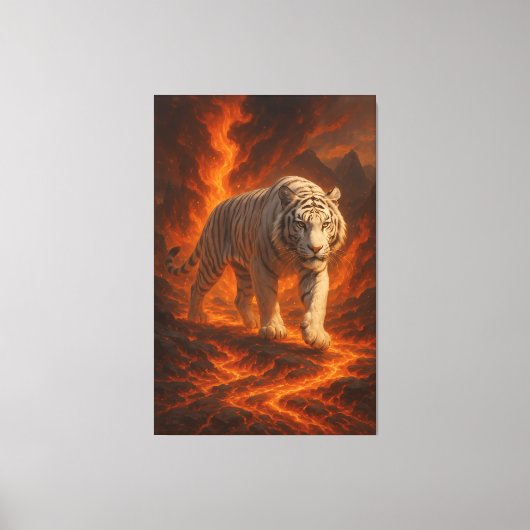 Volcanic White Tiger Premium Wall Art – Fine Art Canvas Afdruk (Voorkant)