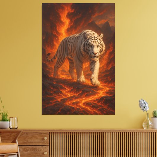 Volcanic White Tiger Premium Wall Art – Fine Art Canvas Afdruk (Insitu (Woonkamer))
