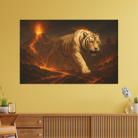 Volcanic White Tiger Premium Wall Art – Fine Art Canvas Afdruk (Insitu (Woonkamer))