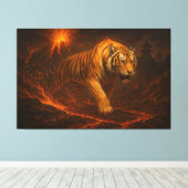 Volcanic White Tiger Premium Wall Art – Fine Art Canvas Afdruk (Insitu (Houten vloer))