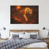 Volcanic White Tiger Premium Wall Art – Fine Art Canvas Afdruk (Insitu (Slaapkamer))