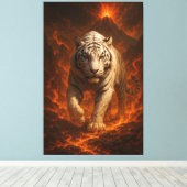 Volcanic White Tiger Premium Wall Art – Fine Art Canvas Afdruk (Insitu (Houten vloer))