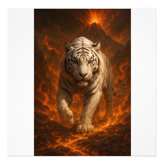  Volcanic White Tiger Premium Wall Art – Fine Art  Foto Afdruk (Voorkant)