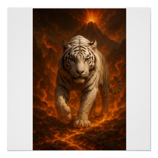  Volcanic White Tiger Premium Wall Art – Fine Art  Perfect Poster (Voorkant)