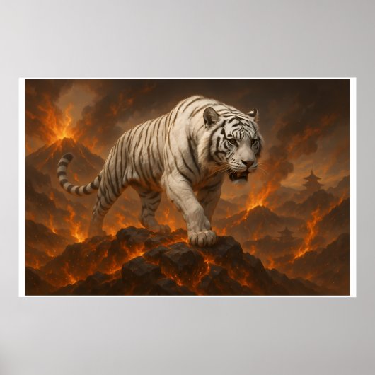 Volcanic White Tiger Premium Wall Art – Fine Art Poster (Voorkant)