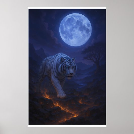 Volcanic White Tiger Premium Wall Art – Fine Art Poster (Voorkant)