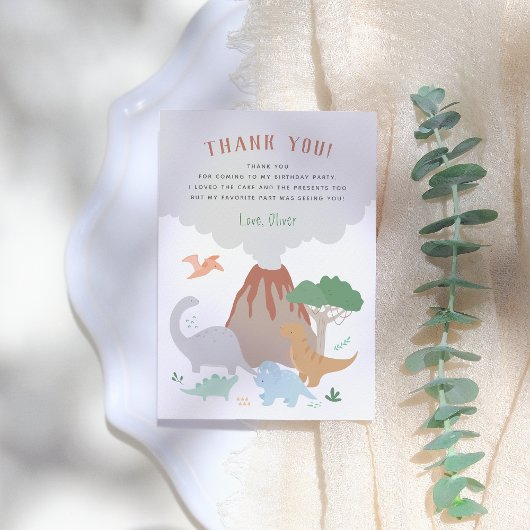 Volcano Dinosaur Boy Birthday Bedankkaart