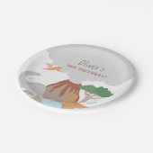Volcano Dinosaur Boy Birthday Papieren Bordje (Gekanteld)