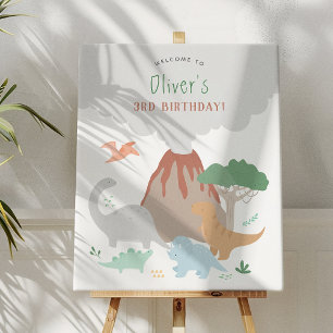 Volcano Dinosaur Boy Verjaardag Poster