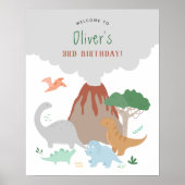 Volcano Dinosaur Boy Verjaardag Poster (Voorkant)