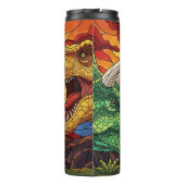Volcano Dinosaurs Stained Glass Battle Thermosbeker (Achterkant)