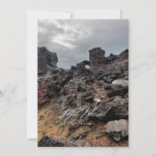 Volcano - Donkere eiland - Beauful Island - Jeju Feestdagenkaart