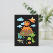 Volcano en Dino Boys Girls Funny Dinosaurs Briefkaart (Staand voorkant)