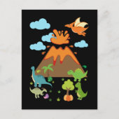 Volcano en Dino Boys Girls Funny Dinosaurs Briefkaart (Voorkant)
