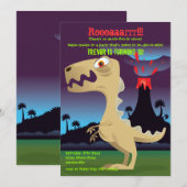 Volcano Eruption Dinosaur Birthday Party nodigt ui Kaart (Voorkant / Achterkant)