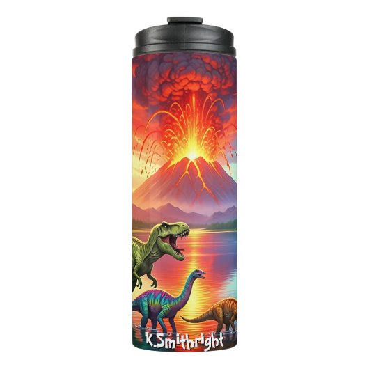Volcano Eruption Dinosaurs Prehistoric Lake Thermosbeker (Voorkant)