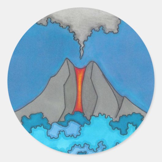 Volcano Expressionist Originele Kunst Aangepaste S Ronde Sticker (Voorkant)