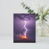 Volcano Lightning Eruption Dramatic Night Briefkaart (Staand voorkant)