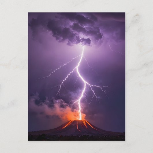 Volcano Lightning Eruption Dramatic Night Briefkaart (Voorkant)