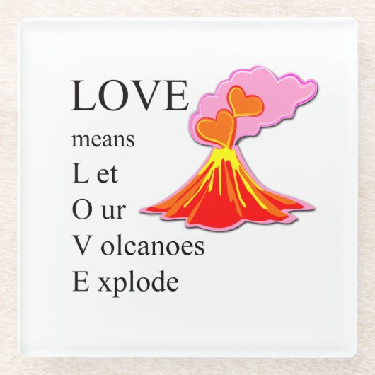 Volcano LOVE Glazen Onderzetter (Voorkant)