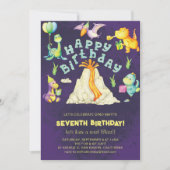 Volcano Schattigee Dinosaurussen Verjaardagsfeest Kaart (Voorkant)