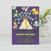 Volcano Schattigee Dinosaurussen Verjaardagsfeest Kaart (Staand voorkant)