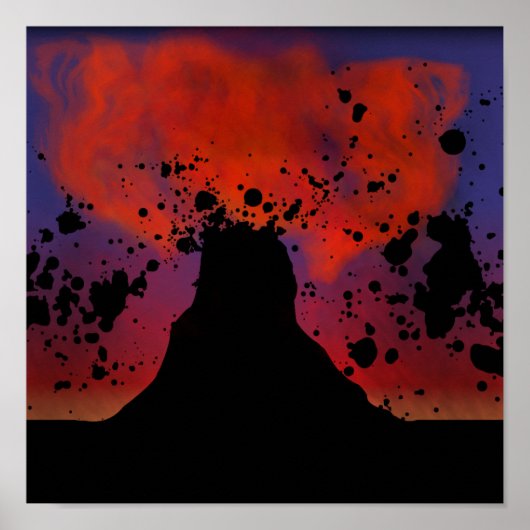 Volcano Silhouette Poster (Voorkant)