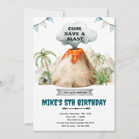 Volcano theme party Invitation Kaart (Voorkant)